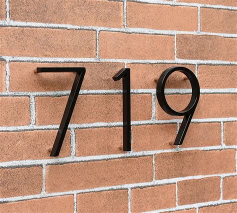 custom house numbers metal black floating on brick wall|flat cut floating house numbers.